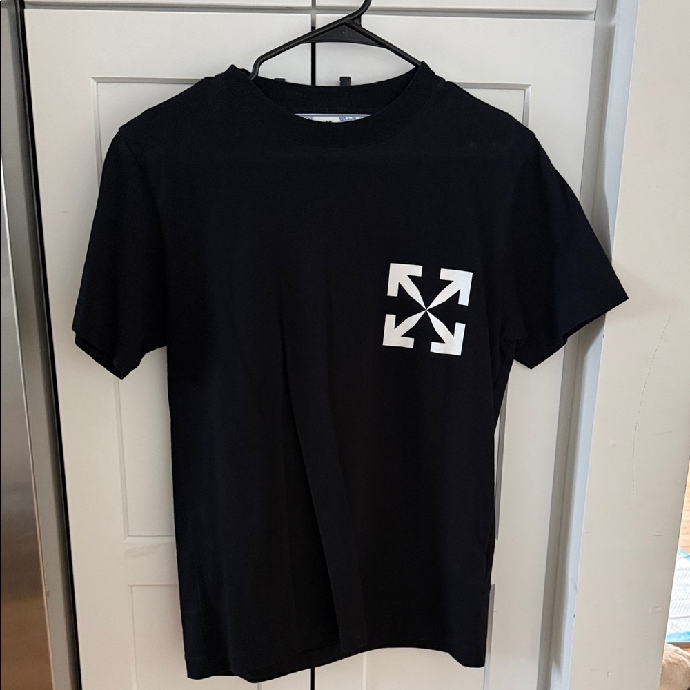 Off-White Black T-Shirt with White Arrow Graphic